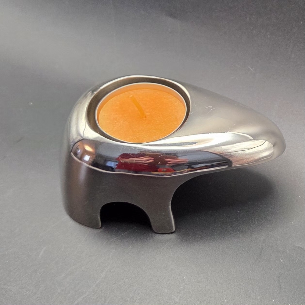 Chrome Abstract Bear Modernist Style Metal Tea Light Candle Holder
